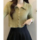 グリーン | ゴールドボタンニットカーディガン トップス カーディガン | kirakiraShop 