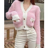 バイカラーニットカーディガン トップス カーディガン | kirakiraShop  | 詳細画像9 