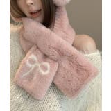 ピンク | リボンフェイクファーティペット フェイクファーマフラー 小物 | kirakiraShop 