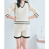 Vネックラインニット＋ニットショートパンツセットアップ セットアップ トップス | kirakiraShop  | 詳細画像22 