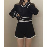Vネックラインニット＋ニットショートパンツセットアップ セットアップ トップス | kirakiraShop  | 詳細画像6 