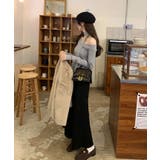 リボン付きワンショルダー長袖ニットTシャツ トップス ワンショルダー | kirakiraShop  | 詳細画像12 