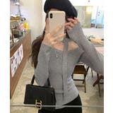 リボン付きワンショルダー長袖ニットTシャツ トップス ワンショルダー | kirakiraShop  | 詳細画像14 