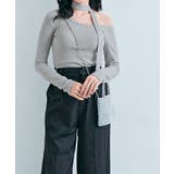 リボン付きワンショルダー長袖ニットTシャツ トップス ワンショルダー | kirakiraShop  | 詳細画像26 