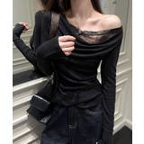 レイヤードワンショルダーレーストップス トップス ワンショルダー | kirakiraShop  | 詳細画像2 