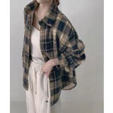 ブルー | 裏起毛チェックオーバーサイズシャツ ユニセックス トップス | kirakiraShop