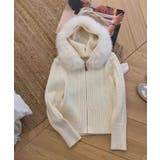 エコファーフードケーブルニットジップカーディガン トップス ケーブルニット | kirakiraShop  | 詳細画像5 