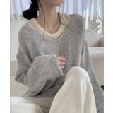 グレー | ニットインナーキャミ付きニットプルオーバー2点セット トップス アンサンブル | kirakiraShop