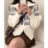 ノルディック柄ダブルジップニットカーディガン トップス ニット | kirakiraShop  | 詳細画像2 