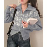 ノルディック柄ダブルジップニットカーディガン トップス ニット | kirakiraShop  | 詳細画像6 