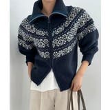 ノルディック柄ダブルジップニットカーディガン トップス ニット | kirakiraShop  | 詳細画像8 