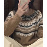 ノルディック柄シャギーニットプルオーバー トップス ニット | kirakiraShop  | 詳細画像13 