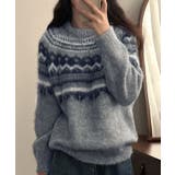 ノルディック柄シャギーニットプルオーバー トップス ニット | kirakiraShop  | 詳細画像4 