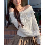 オフショルダーリボンデザインニット トップス ニット | kirakiraShop | 詳細画像3