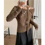 ブラウン | ミックスカラーワンショルダーニット トップス ニット | kirakiraShop