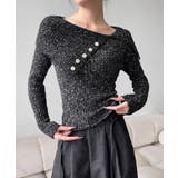 ミックスカラーワンショルダーニット トップス ニット | kirakiraShop | 詳細画像2