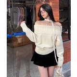 ケーブルデザインオフショルダーリボンニット トップス ニット | kirakiraShop | 詳細画像4