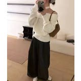 ケーブルデザインオフショルダーリボンニット トップス ニット | kirakiraShop | 詳細画像5