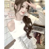 ホワイト | オフショルダーリブドッキングニットトップス トップス ニット | kirakiraShop