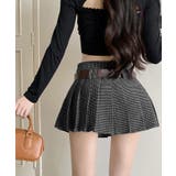 ベルト付きチェックプリーツミニスカート スカート ミニスカート | kirakiraShop | 詳細画像4