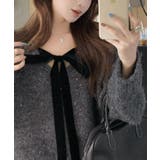 ベロアリボン付きスパンコールニットプルオーバー トップス ニット | kirakiraShop  | 詳細画像12 