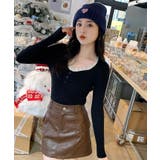 ブラック | レーストリムリブVネックプルオーバー トップス ニット | kirakiraShop 