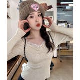 レーストリムリブVネックプルオーバー トップス ニット | kirakiraShop  | 詳細画像11 