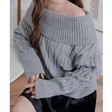 グレー | オフショルダーケーブルニットトップス トップス ニット | kirakiraShop 