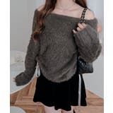 シャギーオフショルダーリボンニットトップス トップス ニット | kirakiraShop  | 詳細画像24 