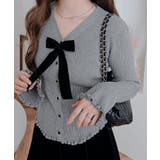 リボン付きVネックリブニットカーディガン トップス ニット | kirakiraShop  | 詳細画像24 