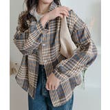 ネイビー | チェック柄ベーシックシャツ トップス シャツ | kirakiraShop 