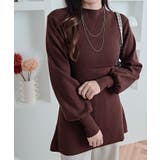 ブラウン | フレアシルエットクルーネックニットトップス トップス ニット | kirakiraShop 