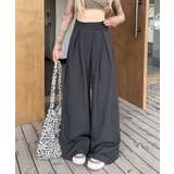 チャコール | ウエスト調節タックワイドパンツ パンツ ワイドパンツ | kirakiraShop 