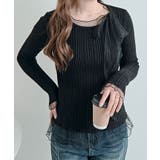 チュールリボンリブフレアスリーブニットトップス トップス ニット | kirakiraShop  | 詳細画像6 