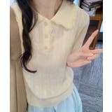 襟レース半袖ケーブルニット ニットトップス ケーブルニット | kirakiraShop | 詳細画像4
