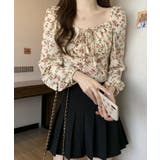 フラワー柄シャーリングスクエアブラウス ブラウス 花柄ブラウス | kirakiraShop | 詳細画像13