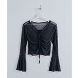 インナーキャミソール付きシアーシャーリングリボントップス トップス シアートップ… | kirakiraShop  | 詳細画像18 