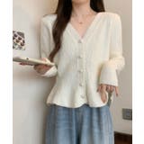 パールボタンペプラムニットカーディガン トップス カーディガン | kirakiraShop  | 詳細画像6 