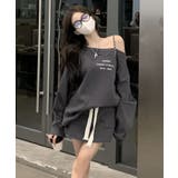 チャコール | ロゴスウェットミニスカートセットアップ セットアップ スウェット | kirakiraShop