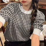 ブラック | 千鳥柄サマーニットトップス トップス サマーニット | kirakiraShop 