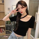 ブラック | 【SHOPLIST限定】アシンメトリーショート丈トップス トップス Tシャツ | kirakiraShop