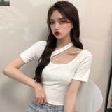 ホワイト | 【SHOPLIST限定】アシンメトリーショート丈トップス トップス Tシャツ | kirakiraShop