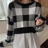 ブラック | 【SHOPLIST限定】ブロックチェックショートニットトップス ニットトップス … | kirakiraShop 