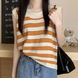 オレンジ | 【SHOPLIST限定】ノースリーブニットトップス トップス ライトニット | kirakiraShop 