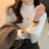 ホワイト | 裏起毛ハイネックミックスリブニット トップス 裏起毛ニット | kirakiraShop