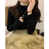 裏起毛ハイネックミックスリブニット トップス 裏起毛ニット | kirakiraShop | 詳細画像2