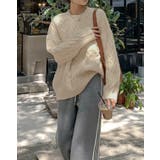 モックネックケーブルニットセーター トップス ケーブル | kirakiraShop  | 詳細画像3 