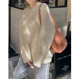 モックネックケーブルニットセーター トップス ケーブル | kirakiraShop  | 詳細画像4 