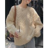 モックネックケーブルニットセーター トップス ケーブル | kirakiraShop  | 詳細画像6 
