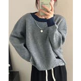 【SHOPLIST限定】裾ダメージ配色クルーネックニット ニット ダメージ | kirakiraShop  | 詳細画像7 